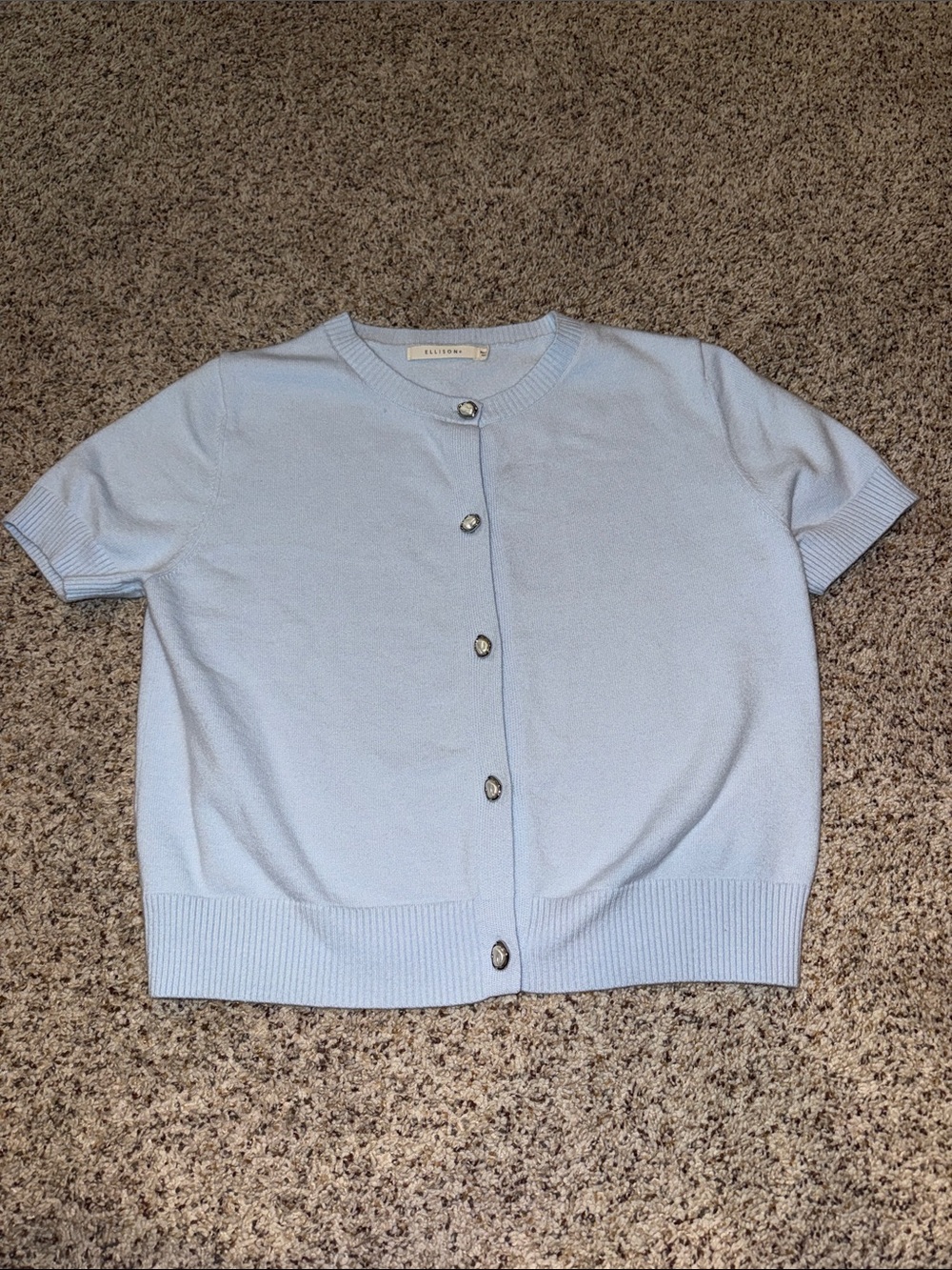 Ellison Pale Blue Short-Sleeve Button Cardigan